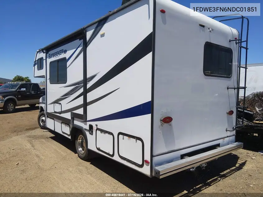 2022 Ford E-350 Cutaway VIN: 1FDWE3FN6NDC01851 Lot: 45619441