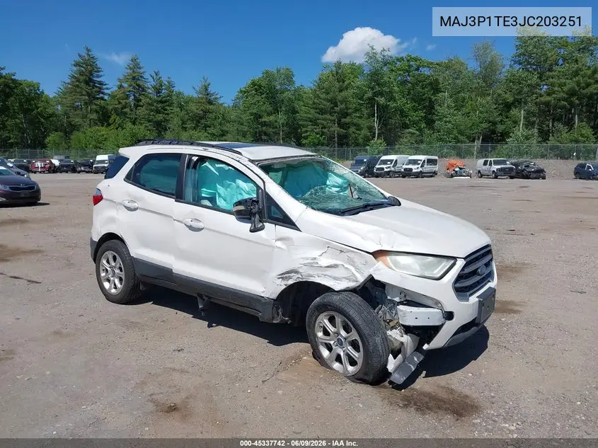 2018 Ford Ecosport Se VIN: MAJ3P1TE3JC203251 Lot: 45337742