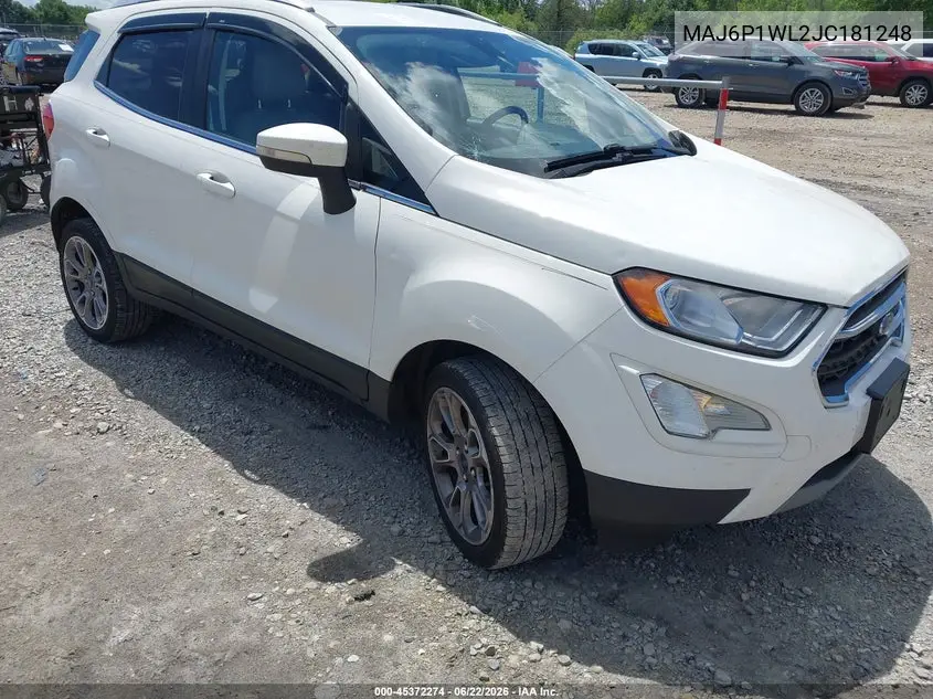 2018 Ford Ecosport Titanium VIN: MAJ6P1WL2JC181248 Lot: 45372274