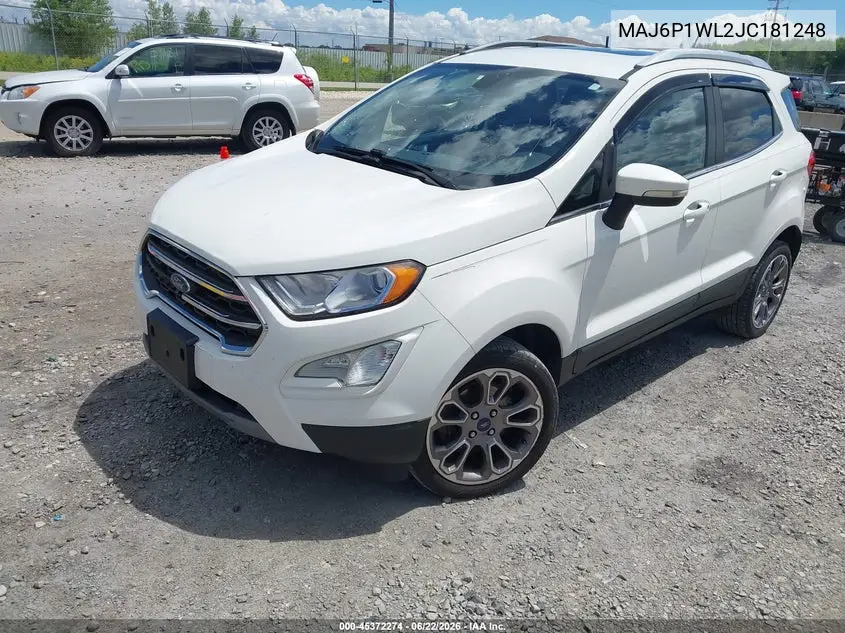 2018 Ford Ecosport Titanium VIN: MAJ6P1WL2JC181248 Lot: 45372274