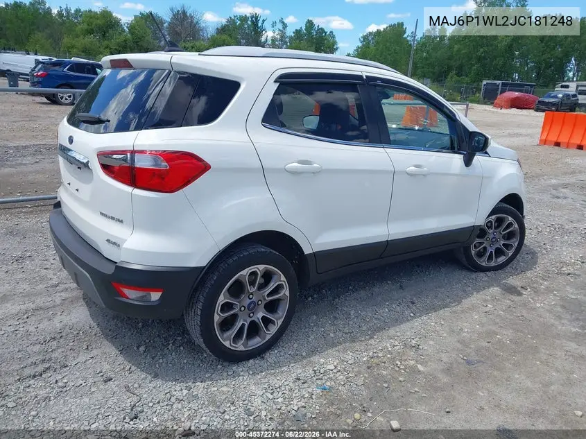 2018 Ford Ecosport Titanium VIN: MAJ6P1WL2JC181248 Lot: 45372274