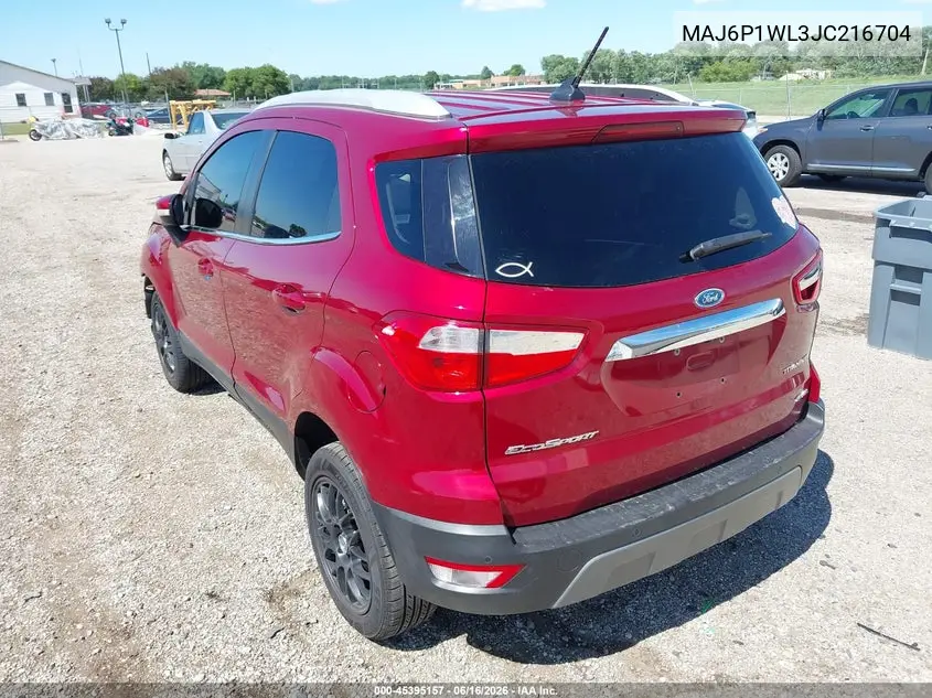2018 Ford Ecosport Titanium VIN: MAJ6P1WL3JC216704 Lot: 45395157