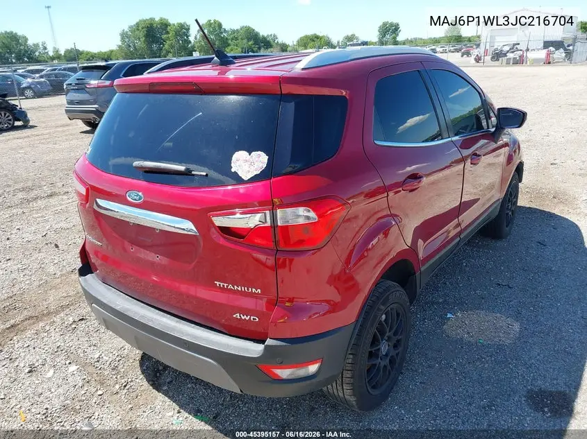 2018 Ford Ecosport Titanium VIN: MAJ6P1WL3JC216704 Lot: 45395157