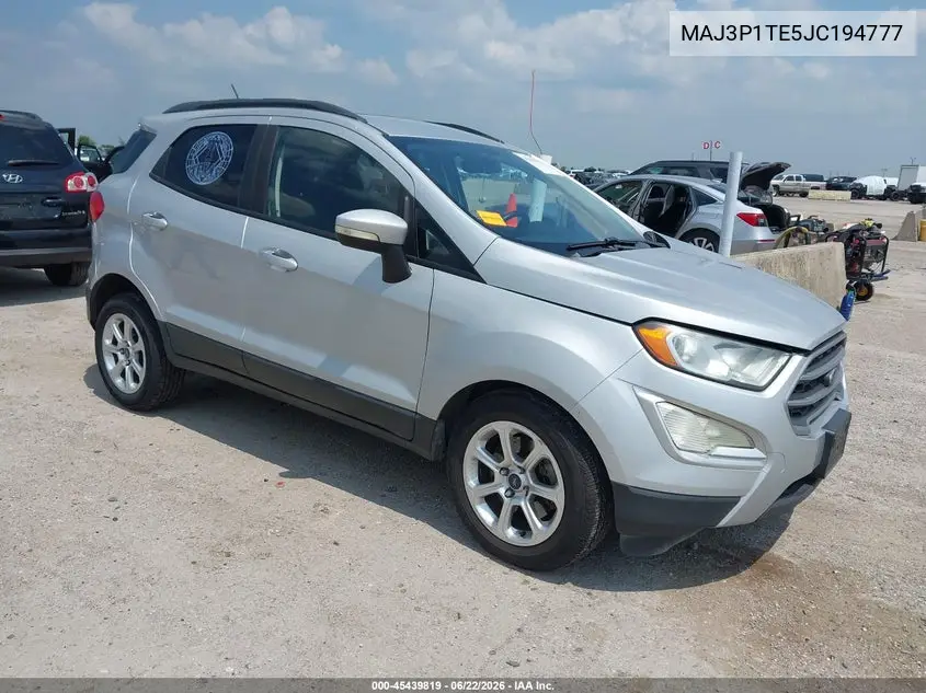 2018 Ford Ecosport Se VIN: MAJ3P1TE5JC194777 Lot: 45439819