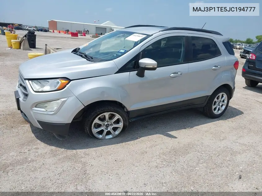 2018 Ford Ecosport Se VIN: MAJ3P1TE5JC194777 Lot: 45439819