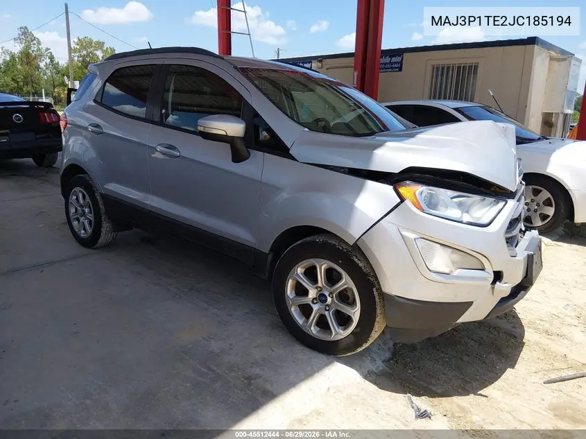 2018 Ford Ecosport Se VIN: MAJ3P1TE2JC185194 Lot: 45512444