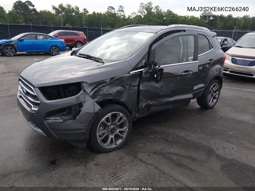 2019 Ford Ecosport Titanium VIN: MAJ3S2KE6KC266240 Lot: 45334871