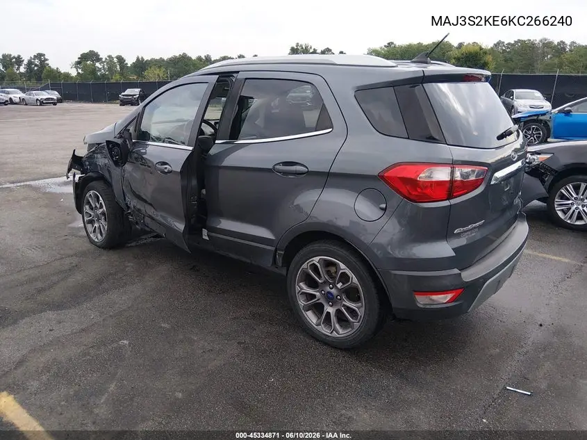 2019 Ford Ecosport Titanium VIN: MAJ3S2KE6KC266240 Lot: 45334871