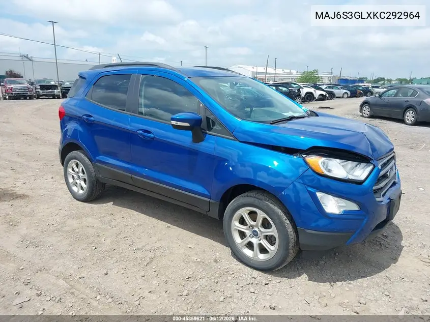 2019 Ford Ecosport Se VIN: MAJ6S3GLXKC292964 Lot: 45359621
