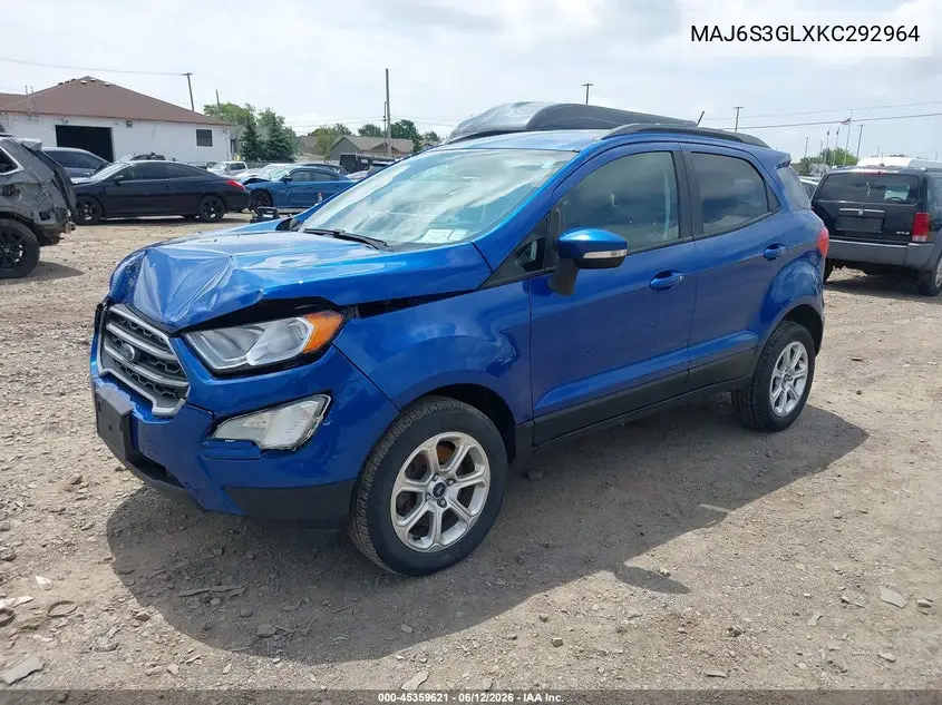 2019 Ford Ecosport Se VIN: MAJ6S3GLXKC292964 Lot: 45359621