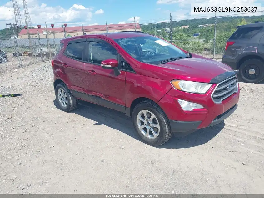 2019 Ford Ecosport Se VIN: MAJ6S3GL9KC253637 Lot: 45431770