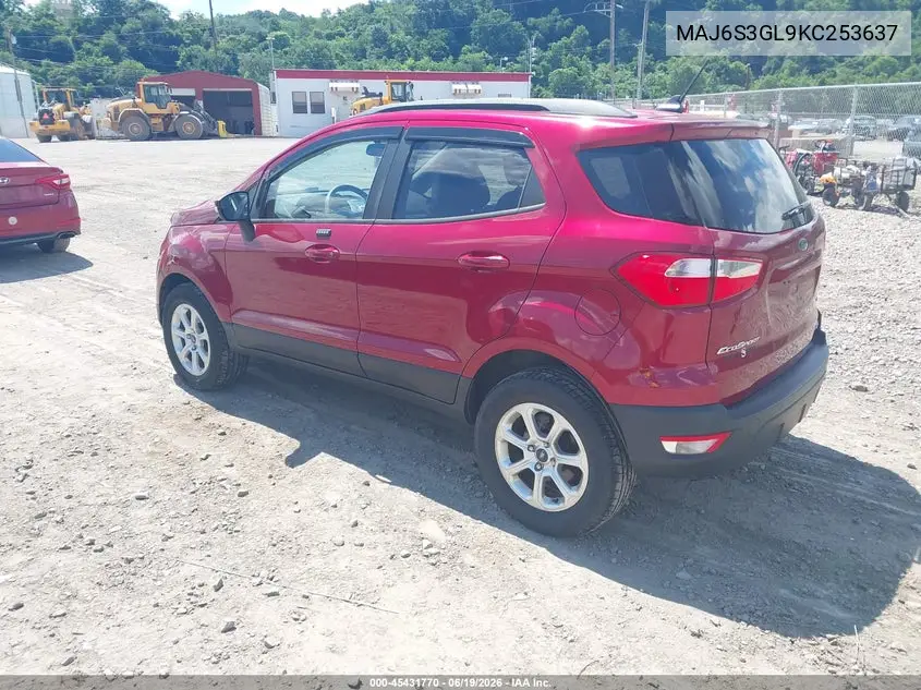 2019 Ford Ecosport Se VIN: MAJ6S3GL9KC253637 Lot: 45431770