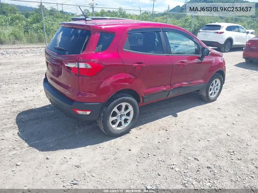 2019 Ford Ecosport Se VIN: MAJ6S3GL9KC253637 Lot: 45431770