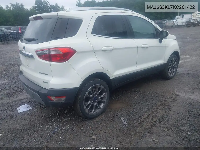 2019 Ford Ecosport Titanium VIN: MAJ6S3KL7KC261422 Lot: 45530553