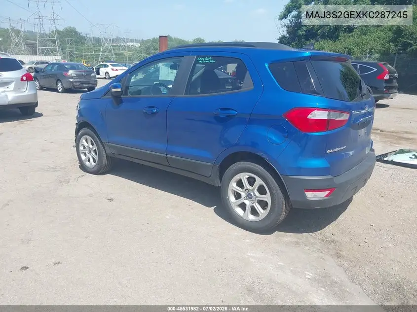 2019 Ford Ecosport Se VIN: MAJ3S2GEXKC287245 Lot: 45531982