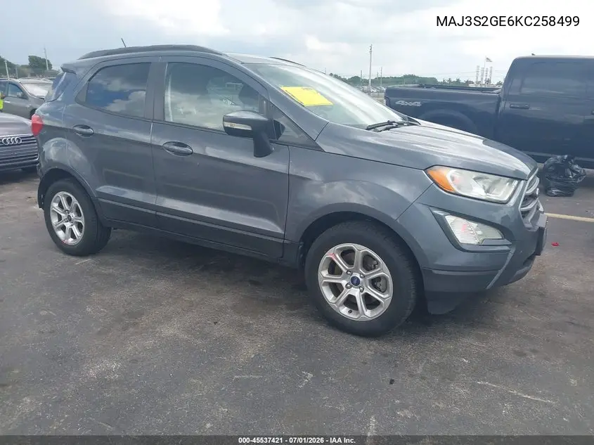 2019 Ford Ecosport Se VIN: MAJ3S2GE6KC258499 Lot: 45537421