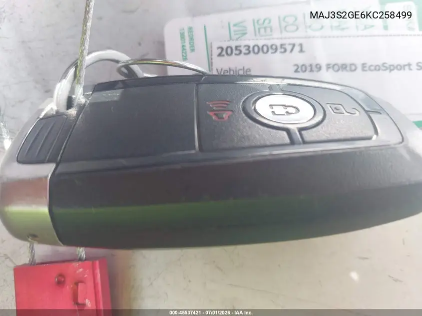 2019 Ford Ecosport Se VIN: MAJ3S2GE6KC258499 Lot: 45537421