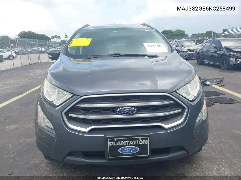 2019 Ford Ecosport Se VIN: MAJ3S2GE6KC258499 Lot: 45537421