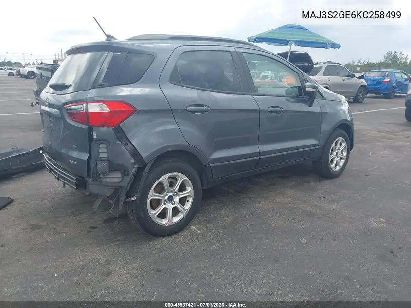 2019 Ford Ecosport Se VIN: MAJ3S2GE6KC258499 Lot: 45537421