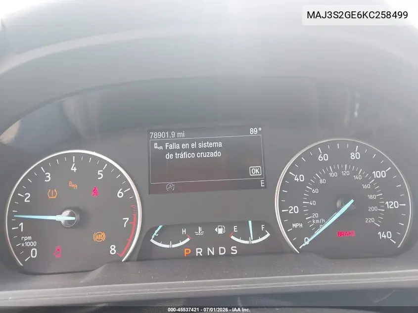 2019 Ford Ecosport Se VIN: MAJ3S2GE6KC258499 Lot: 45537421