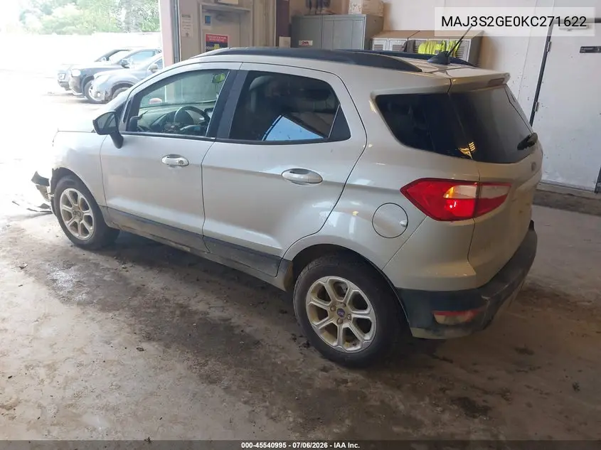 2019 Ford Ecosport Se VIN: MAJ3S2GE0KC271622 Lot: 45540995