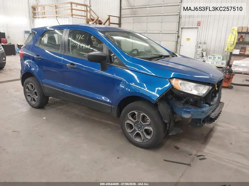 2019 Ford Ecosport S VIN: MAJ6S3FL3KC257510 Lot: 45544409