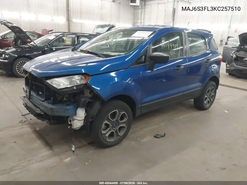 2019 Ford Ecosport S VIN: MAJ6S3FL3KC257510 Lot: 45544409