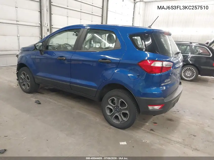 2019 Ford Ecosport S VIN: MAJ6S3FL3KC257510 Lot: 45544409