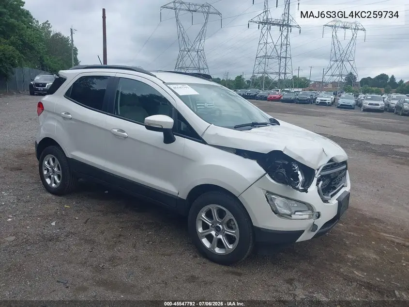 2019 Ford Ecosport Se VIN: MAJ6S3GL4KC259734 Lot: 45547792