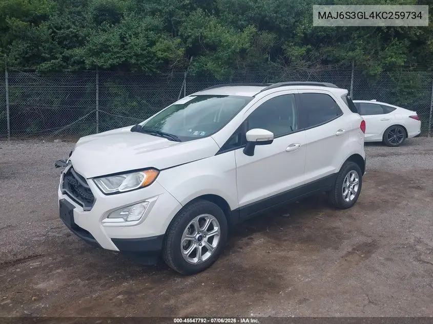 2019 Ford Ecosport Se VIN: MAJ6S3GL4KC259734 Lot: 45547792