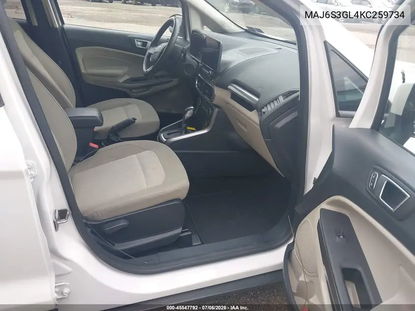 2019 Ford Ecosport Se VIN: MAJ6S3GL4KC259734 Lot: 45547792