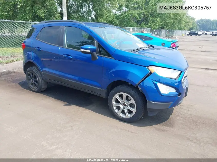 2019 Ford Ecosport Se VIN: MAJ6S3GL6KC305757 Lot: 45631638
