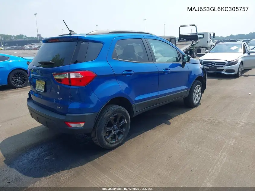 2019 Ford Ecosport Se VIN: MAJ6S3GL6KC305757 Lot: 45631638