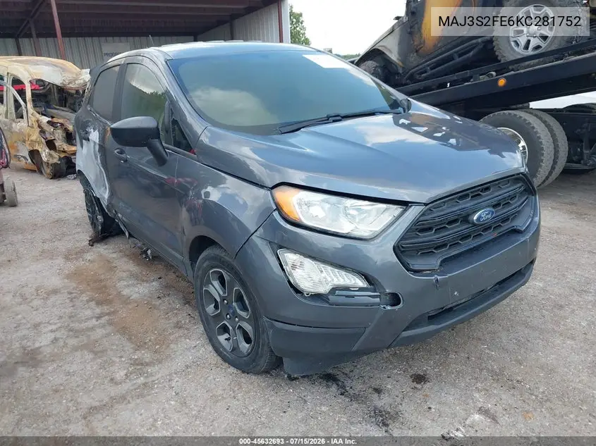 2019 Ford Ecosport S VIN: MAJ3S2FE6KC281752 Lot: 45632693