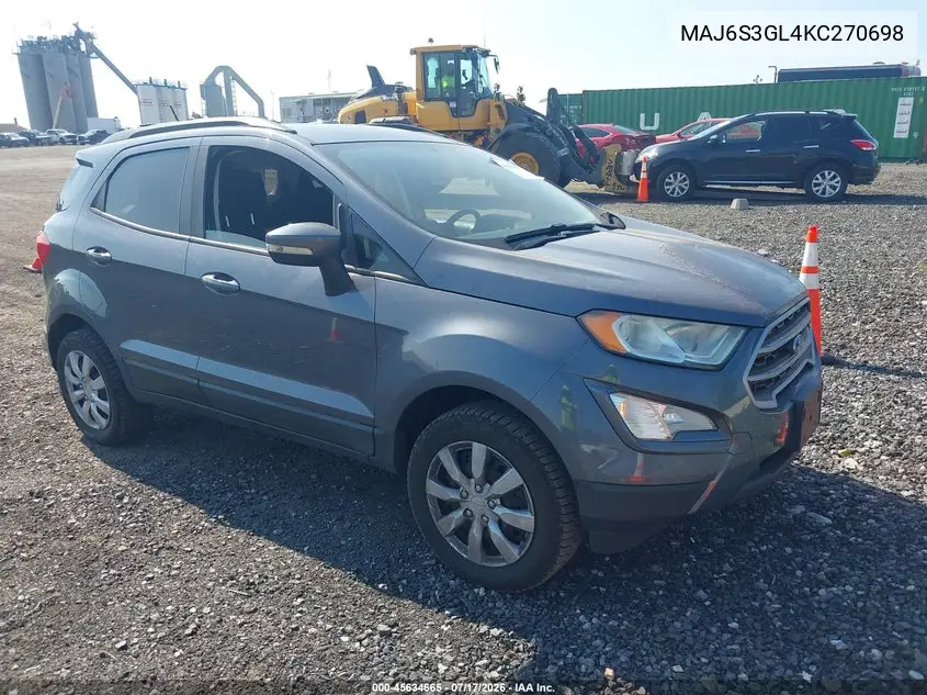 2019 Ford Ecosport Se VIN: MAJ6S3GL4KC270698 Lot: 45634665