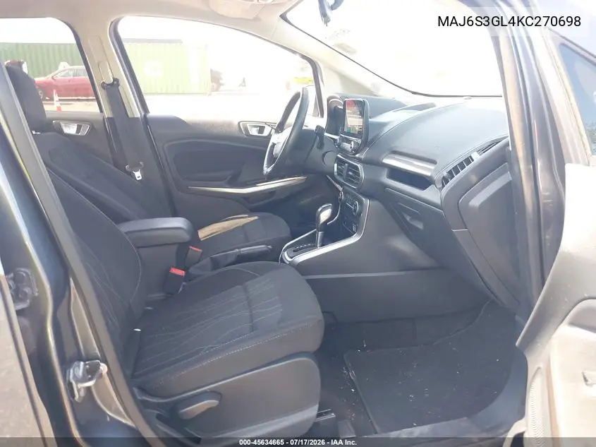2019 Ford Ecosport Se VIN: MAJ6S3GL4KC270698 Lot: 45634665