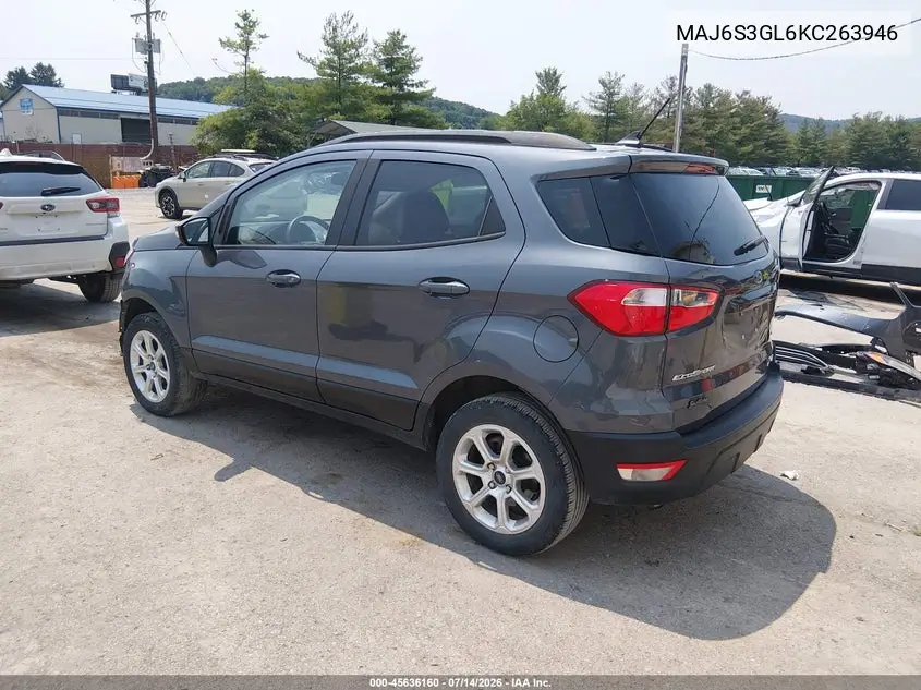 2019 Ford Ecosport Se VIN: MAJ6S3GL6KC263946 Lot: 45636160
