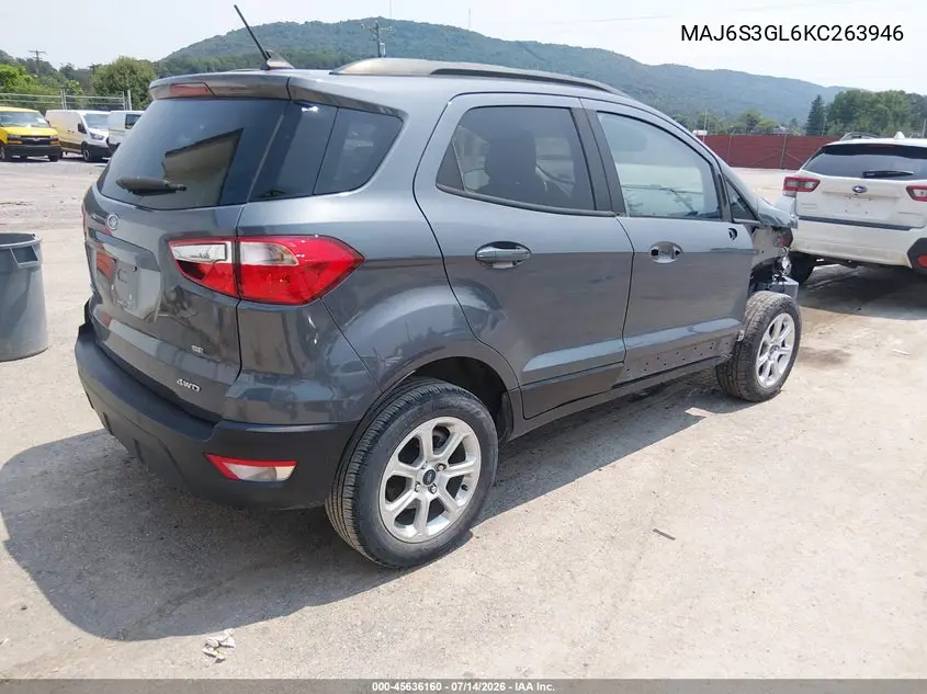 2019 Ford Ecosport Se VIN: MAJ6S3GL6KC263946 Lot: 45636160