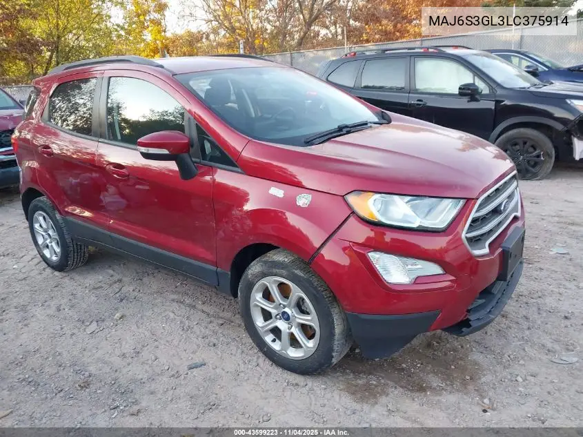 MAJ6S3GL3LC375914 2020 Ford Ecosport Se