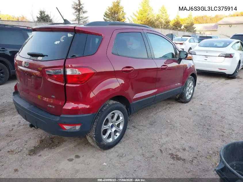 MAJ6S3GL3LC375914 2020 Ford Ecosport Se