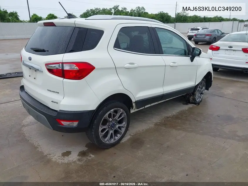 2020 Ford Ecosport Titanium VIN: MAJ6S3KL0LC349200 Lot: 45361017