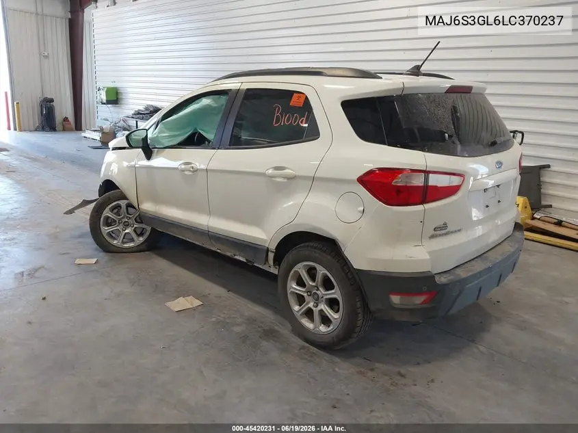 2020 Ford Ecosport Se VIN: MAJ6S3GL6LC370237 Lot: 45420231