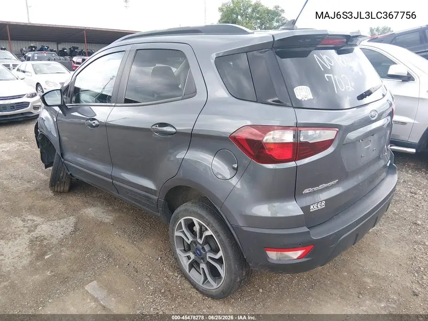 2020 Ford Ecosport Ses VIN: MAJ6S3JL3LC367756 Lot: 45478278