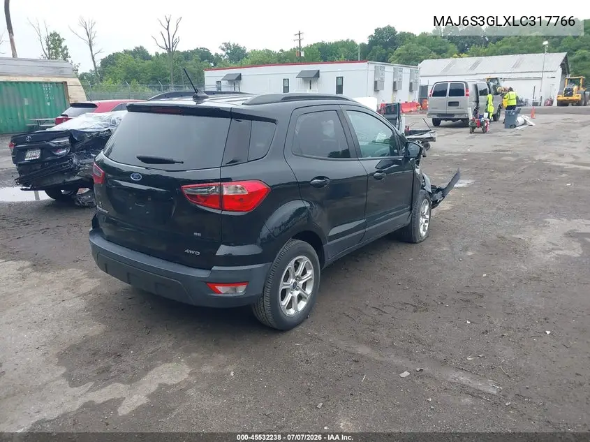 2020 Ford Ecosport Se VIN: MAJ6S3GLXLC317766 Lot: 45532238