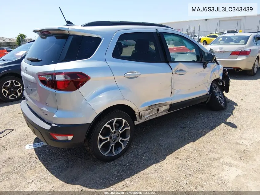 2020 Ford Ecosport Ses VIN: MAJ6S3JL3LC343439 Lot: 45555230
