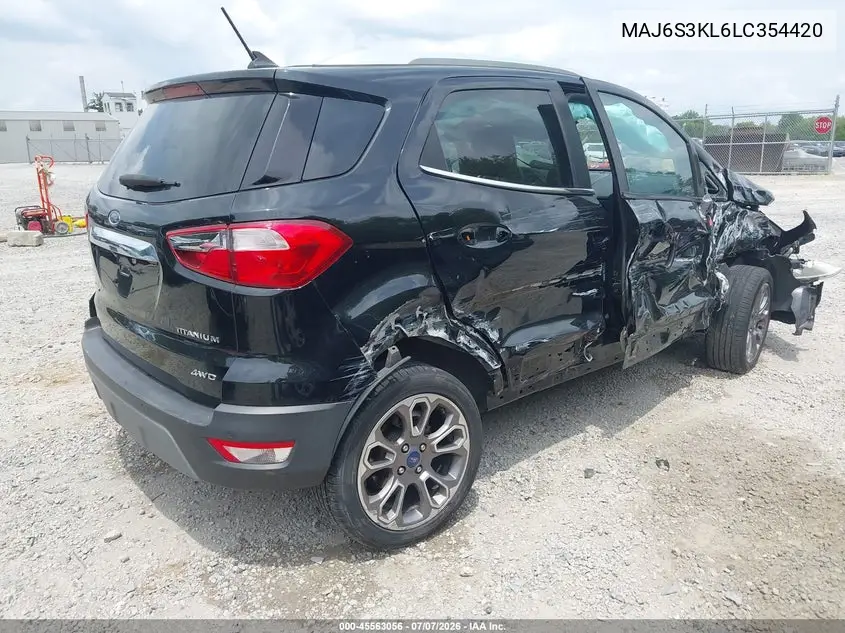 2020 Ford Ecosport Titanium VIN: MAJ6S3KL6LC354420 Lot: 45563056