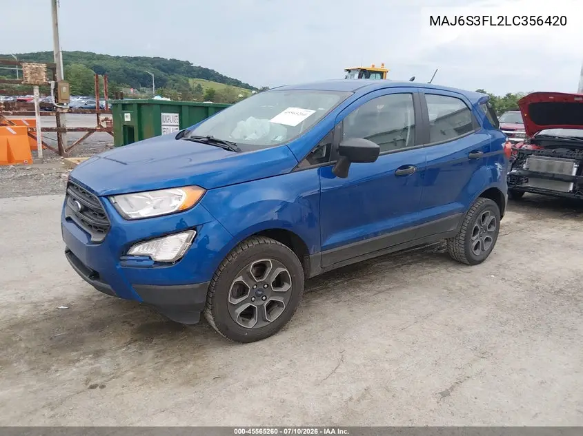 2020 Ford Ecosport S VIN: MAJ6S3FL2LC356420 Lot: 45565260