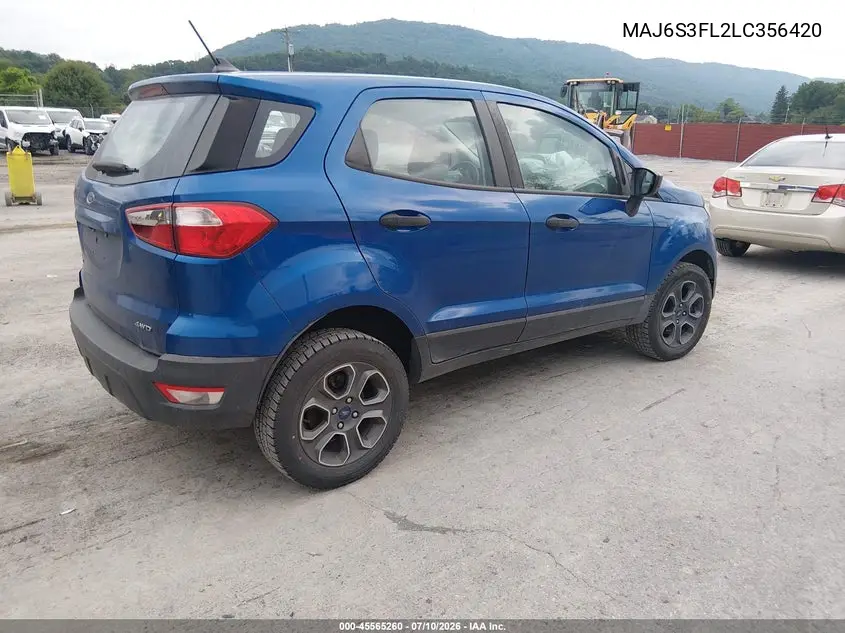 2020 Ford Ecosport S VIN: MAJ6S3FL2LC356420 Lot: 45565260