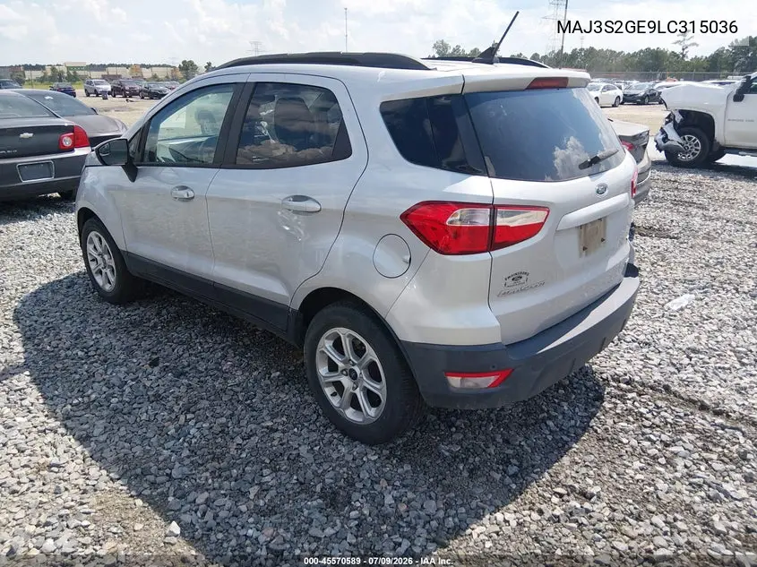 2020 Ford Ecosport Se VIN: MAJ3S2GE9LC315036 Lot: 45570589