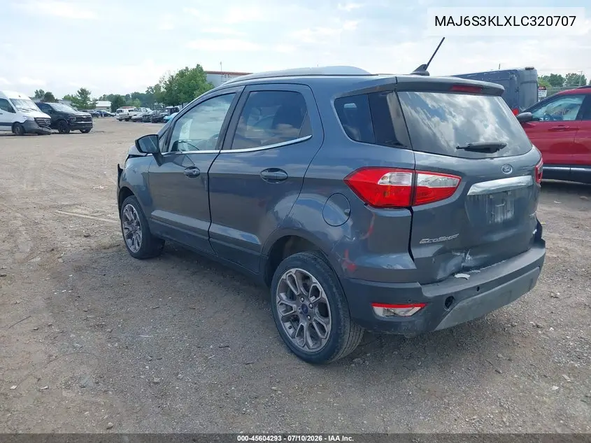2020 Ford Ecosport Titanium VIN: MAJ6S3KLXLC320707 Lot: 45604293